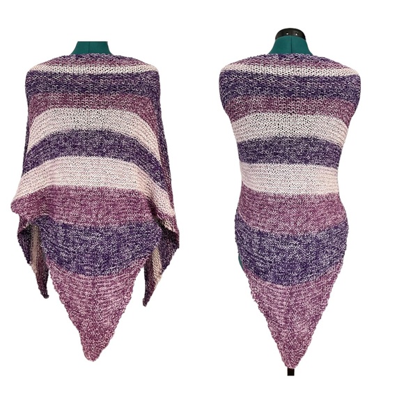 Handmade Hand Crafted Knit triangle Shawl/Scarf Purple multicolored - Picture 5 of 6